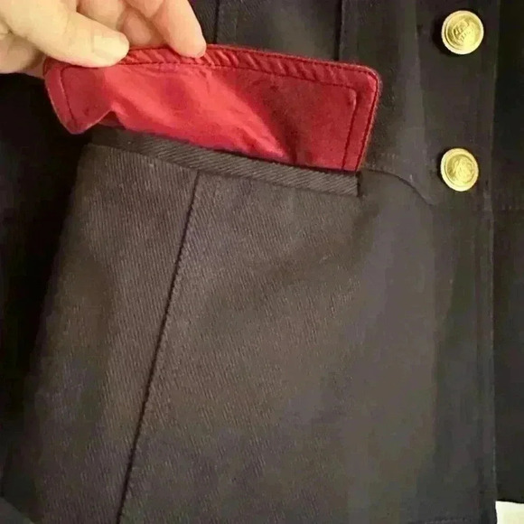 Talbots Women's Sz 6 Military Compact Twill Jacket Blazer Navy Blue Gold Buttons - Picture 4 of 8